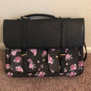 Black/pink floral Messenger Bag